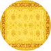 Round Persian Yellow Traditional Rug, tr1433yw