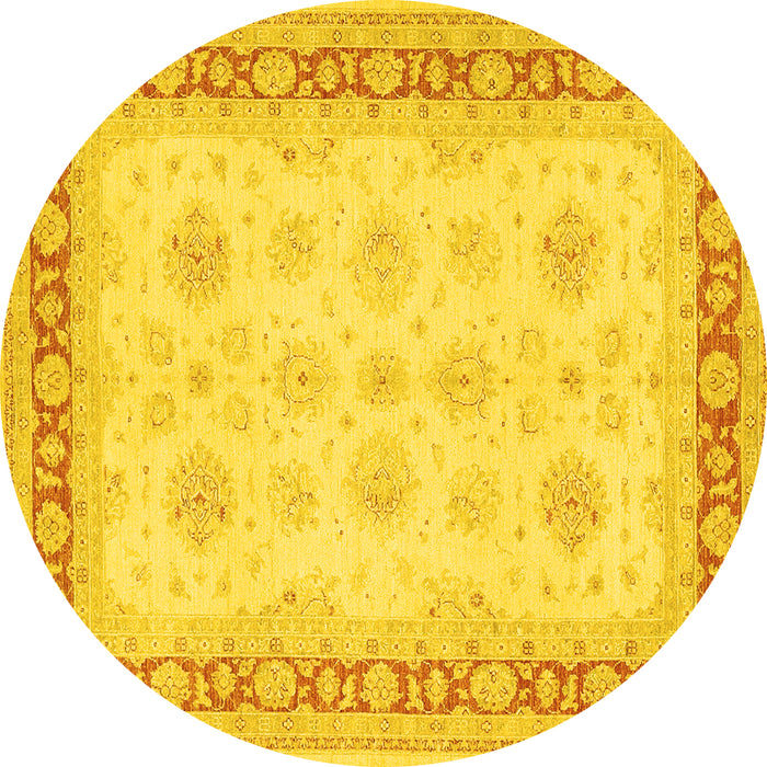 Round Machine Washable Persian Yellow Traditional Rug, wshtr1433yw