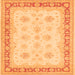 Round Machine Washable Persian Orange Traditional Area Rugs, wshtr1433org