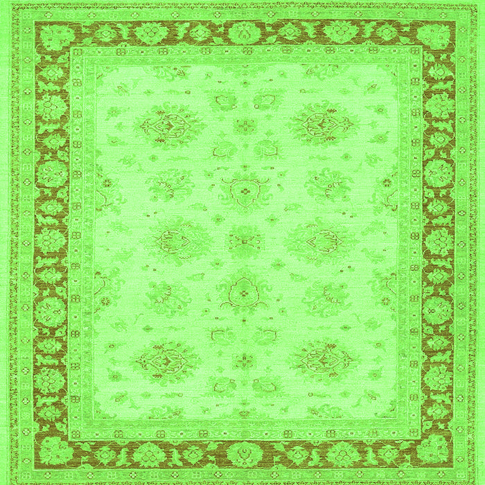 Round Machine Washable Persian Green Traditional Area Rugs, wshtr1433grn