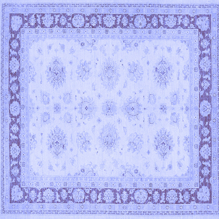 Square Machine Washable Persian Blue Traditional Rug, wshtr1433blu