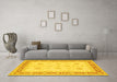 Machine Washable Persian Yellow Traditional Rug in a Living Room, wshtr1433yw