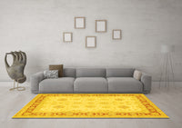 Machine Washable Persian Yellow Traditional Rug, wshtr1433yw