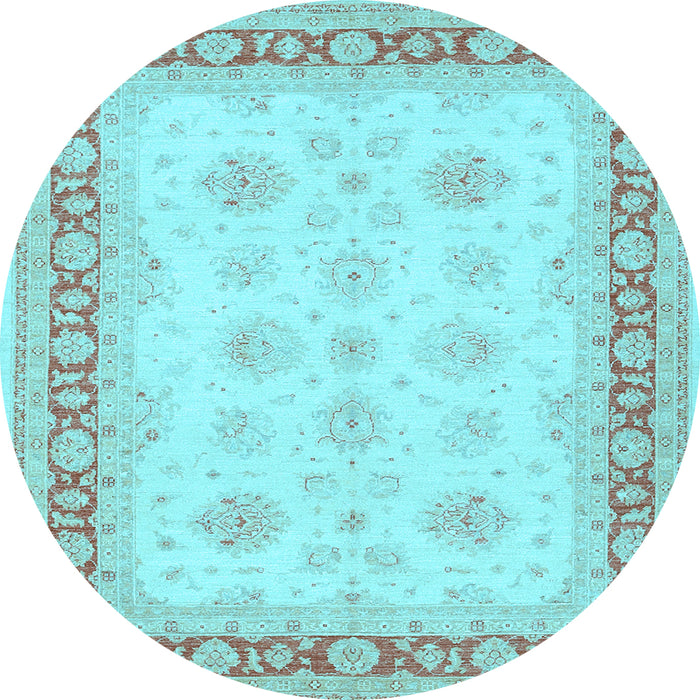 Round Machine Washable Persian Light Blue Traditional Rug, wshtr1433lblu