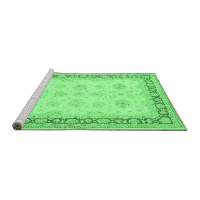 Sideview of Machine Washable Persian Emerald Green Traditional Area Rugs, wshtr1433emgrn