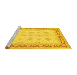 Sideview of Machine Washable Persian Yellow Traditional Rug, wshtr1433yw