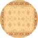 Round Persian Brown Traditional Rug, tr1433brn