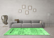 Machine Washable Persian Emerald Green Traditional Area Rugs in a Living Room,, wshtr1434emgrn