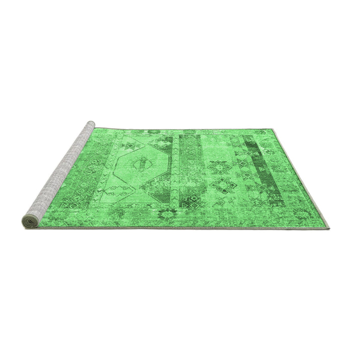 Sideview of Machine Washable Persian Emerald Green Traditional Area Rugs, wshtr1434emgrn