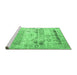 Sideview of Machine Washable Persian Emerald Green Traditional Area Rugs, wshtr1434emgrn