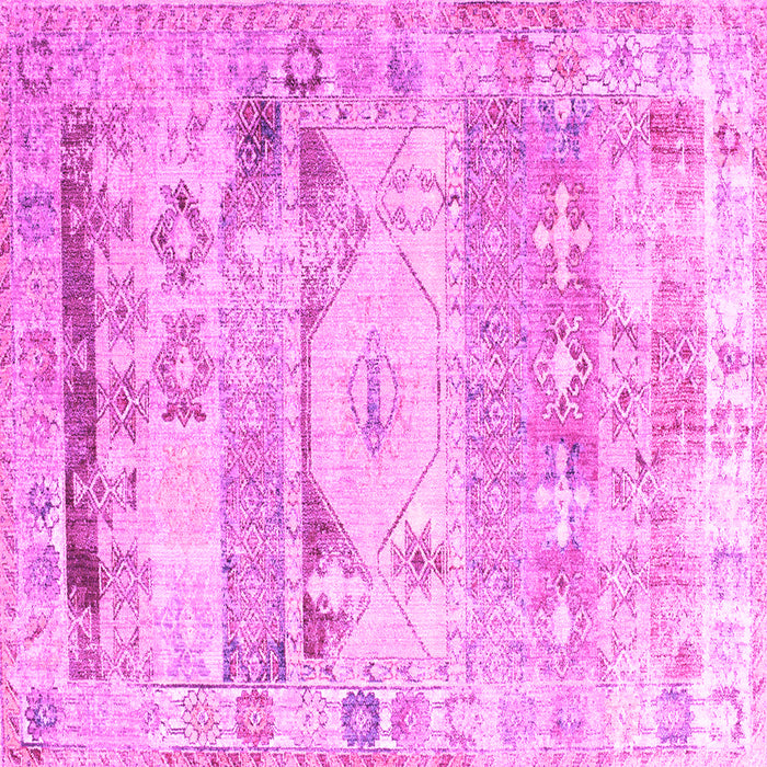 Square Machine Washable Persian Pink Traditional Rug, wshtr1434pnk
