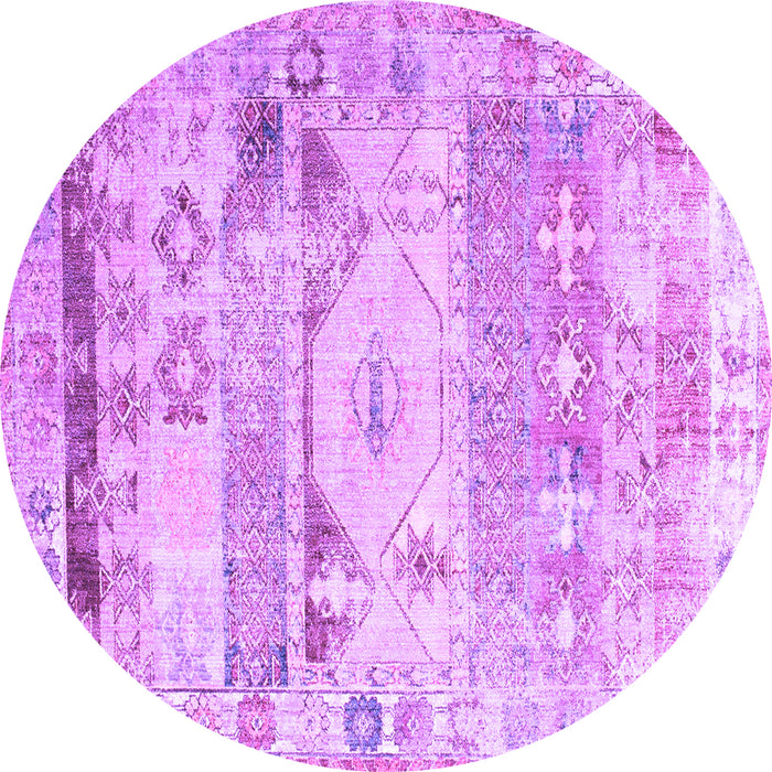 Round Machine Washable Persian Purple Traditional Area Rugs, wshtr1434pur