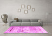 Machine Washable Persian Pink Traditional Rug in a Living Room, wshtr1434pnk