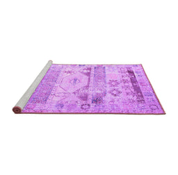 Sideview of Machine Washable Persian Purple Traditional Area Rugs, wshtr1434pur