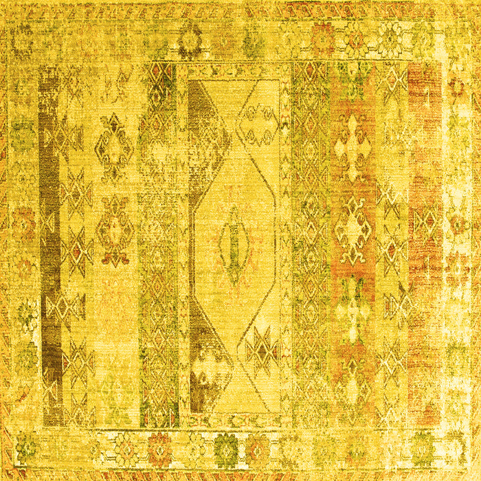 Square Persian Yellow Traditional Rug, tr1434yw