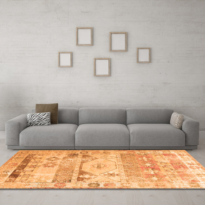 Machine Washable Persian Orange Traditional Area Rugs in a Living Room, wshtr1434org