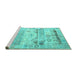 Sideview of Machine Washable Persian Turquoise Traditional Area Rugs, wshtr1434turq