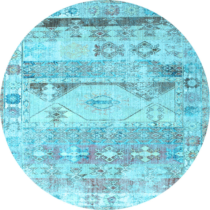 Round Machine Washable Persian Light Blue Traditional Rug, wshtr1434lblu