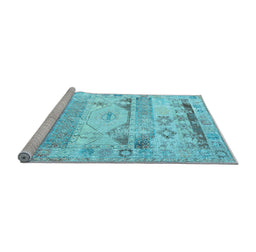 Sideview of Machine Washable Persian Light Blue Traditional Rug, wshtr1434lblu