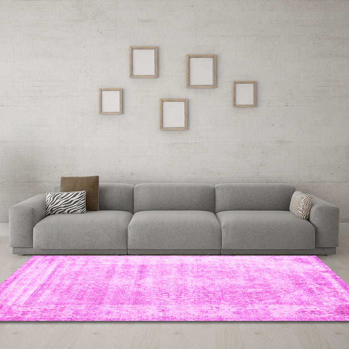 Machine Washable Persian Pink Traditional Rug in a Living Room, wshtr1435pnk