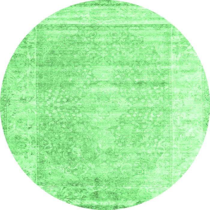 Round Persian Emerald Green Traditional Rug, tr1435emgrn