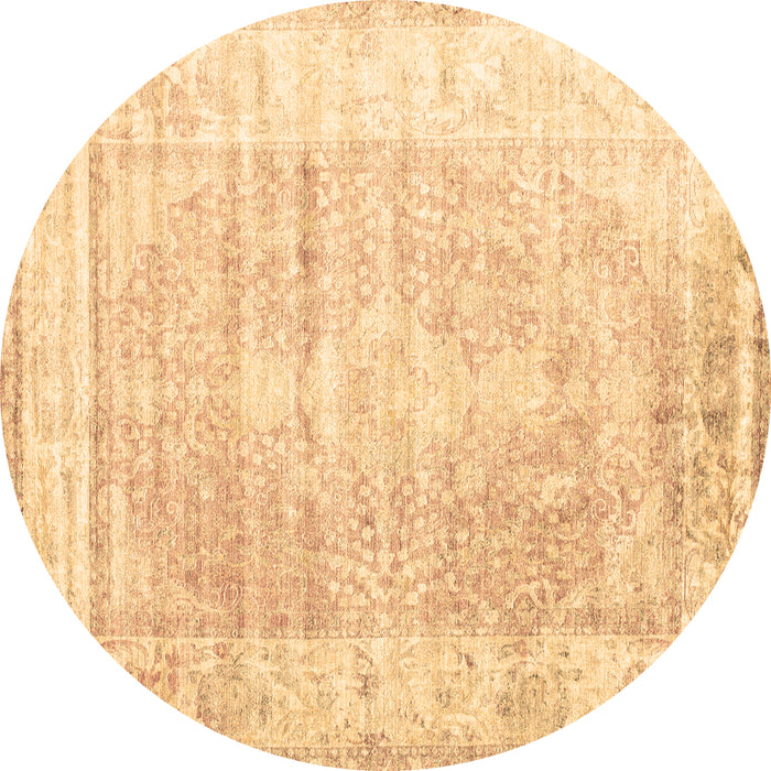 Round Persian Brown Traditional Rug, tr1435brn
