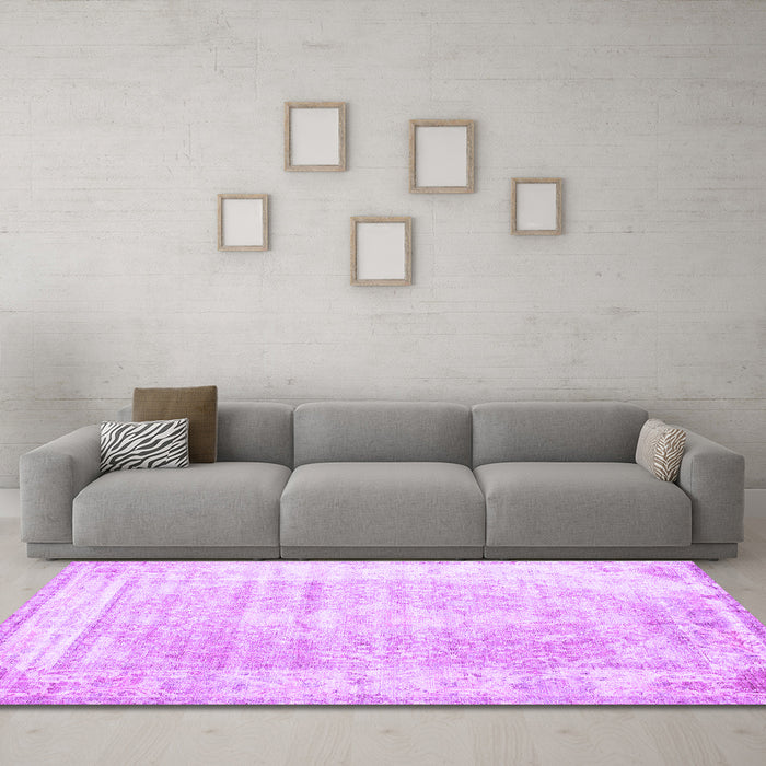 Machine Washable Persian Purple Traditional Area Rugs in a Living Room, wshtr1435pur