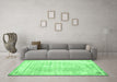 Machine Washable Persian Emerald Green Traditional Area Rugs in a Living Room,, wshtr1435emgrn