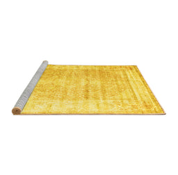 Sideview of Machine Washable Persian Yellow Traditional Rug, wshtr1435yw