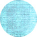 Round Persian Light Blue Traditional Rug, tr1435lblu