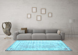 Machine Washable Persian Light Blue Traditional Rug in a Living Room, wshtr1435lblu