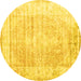 Round Persian Yellow Traditional Rug, tr1435yw