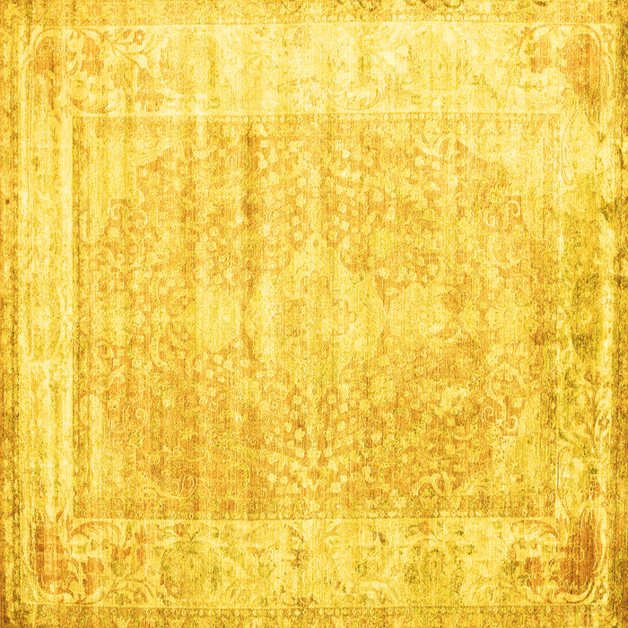 Square Machine Washable Persian Yellow Traditional Rug, wshtr1435yw