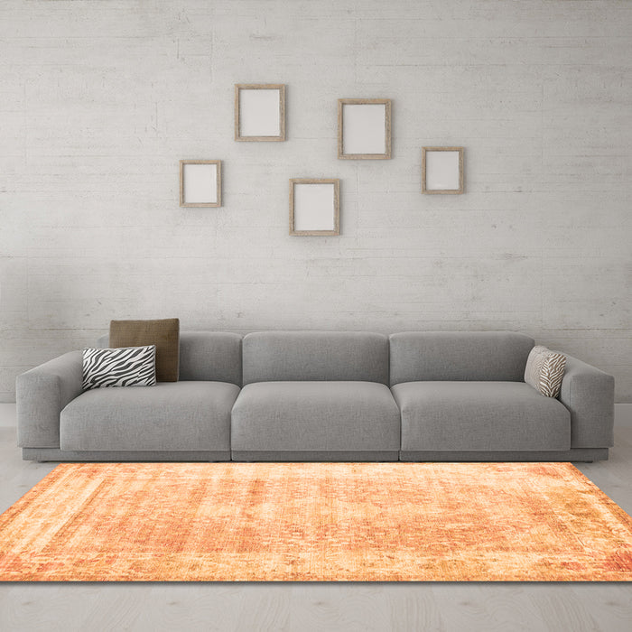 Machine Washable Persian Orange Traditional Area Rugs in a Living Room, wshtr1435org