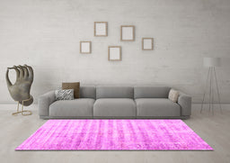 Machine Washable Persian Pink Traditional Rug in a Living Room, wshtr1436pnk