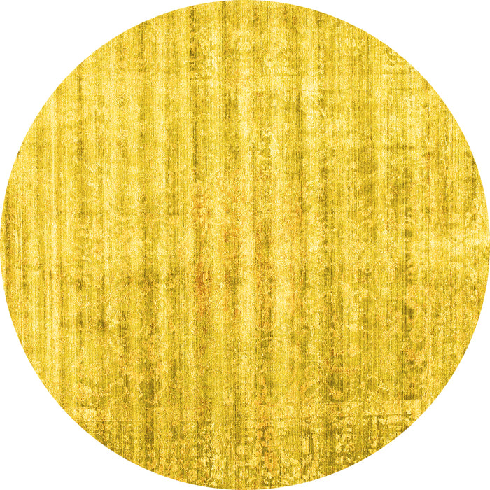 Round Machine Washable Persian Yellow Traditional Rug, wshtr1436yw