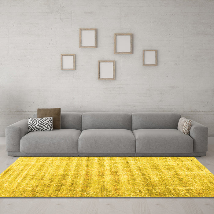 Machine Washable Persian Yellow Traditional Rug in a Living Room, wshtr1436yw