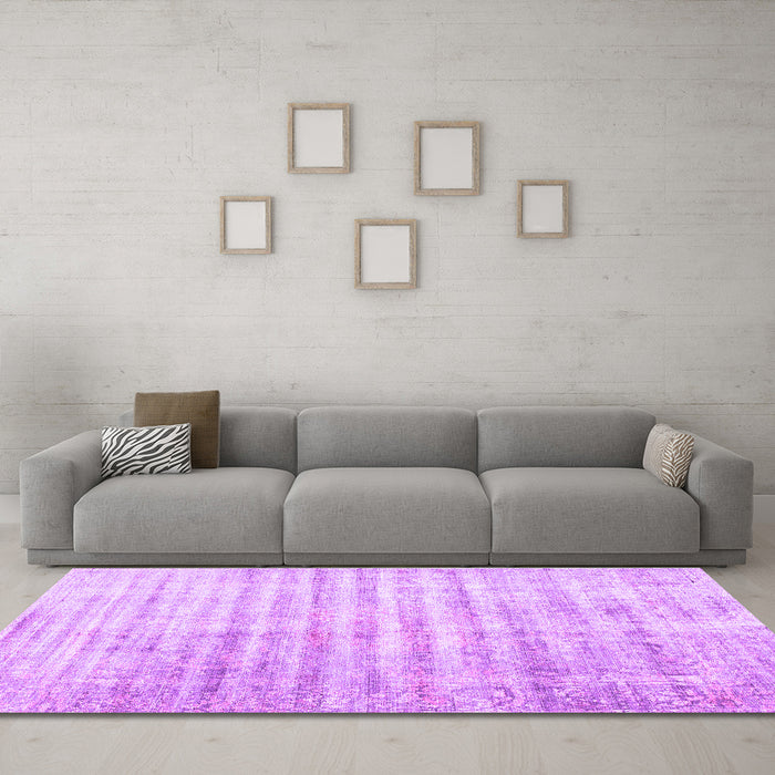 Machine Washable Persian Purple Traditional Area Rugs in a Living Room, wshtr1436pur