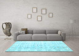 Machine Washable Persian Light Blue Traditional Rug in a Living Room, wshtr1437lblu