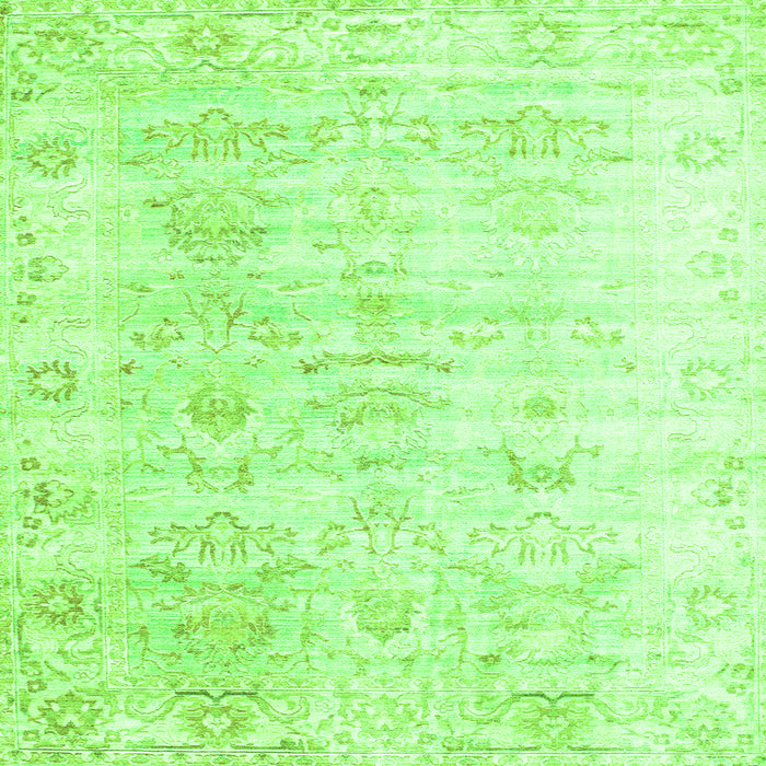 Round Machine Washable Persian Green Traditional Area Rugs, wshtr1437grn