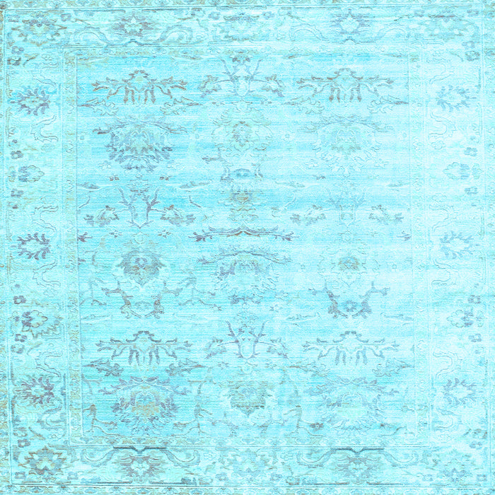 Square Machine Washable Persian Light Blue Traditional Rug, wshtr1437lblu