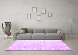 Machine Washable Persian Purple Traditional Area Rugs in a Living Room, wshtr1437pur