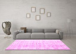 Machine Washable Persian Pink Traditional Rug in a Living Room, wshtr1437pnk