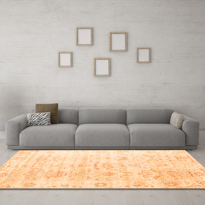 Machine Washable Persian Orange Traditional Area Rugs in a Living Room, wshtr1437org