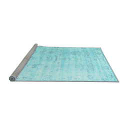 Sideview of Machine Washable Persian Light Blue Traditional Rug, wshtr1437lblu