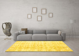 Machine Washable Persian Yellow Traditional Rug in a Living Room, wshtr1437yw