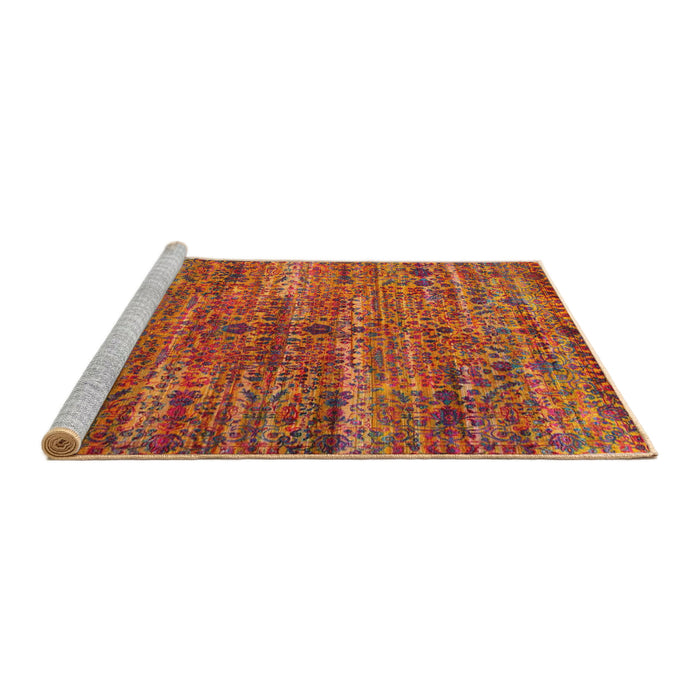 Sideview of Machine Washable Traditional Orange Rug, wshtr1438