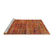 Sideview of Machine Washable Traditional Orange Rug, wshtr1438