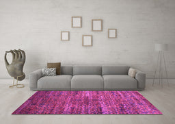 Machine Washable Persian Purple Traditional Area Rugs in a Living Room, wshtr1438pur