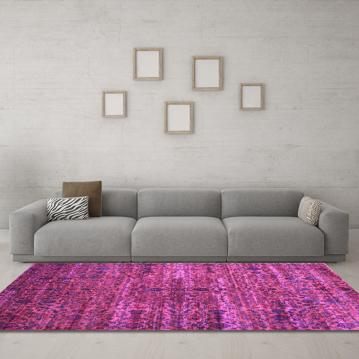Machine Washable Persian Purple Traditional Area Rugs in a Living Room, wshtr1438pur